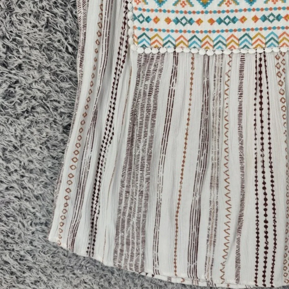 Savanna Jane Embroidered Tunic Top Multi Color Stripe Cottage Fairy Women Medium - Picture 8 of 15